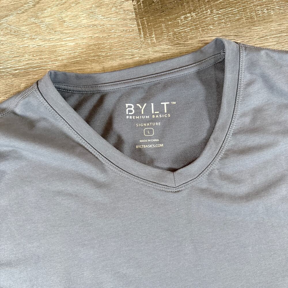 BYLT Premium Basics Signature Gray‎ V-Neck T-shirt Size L